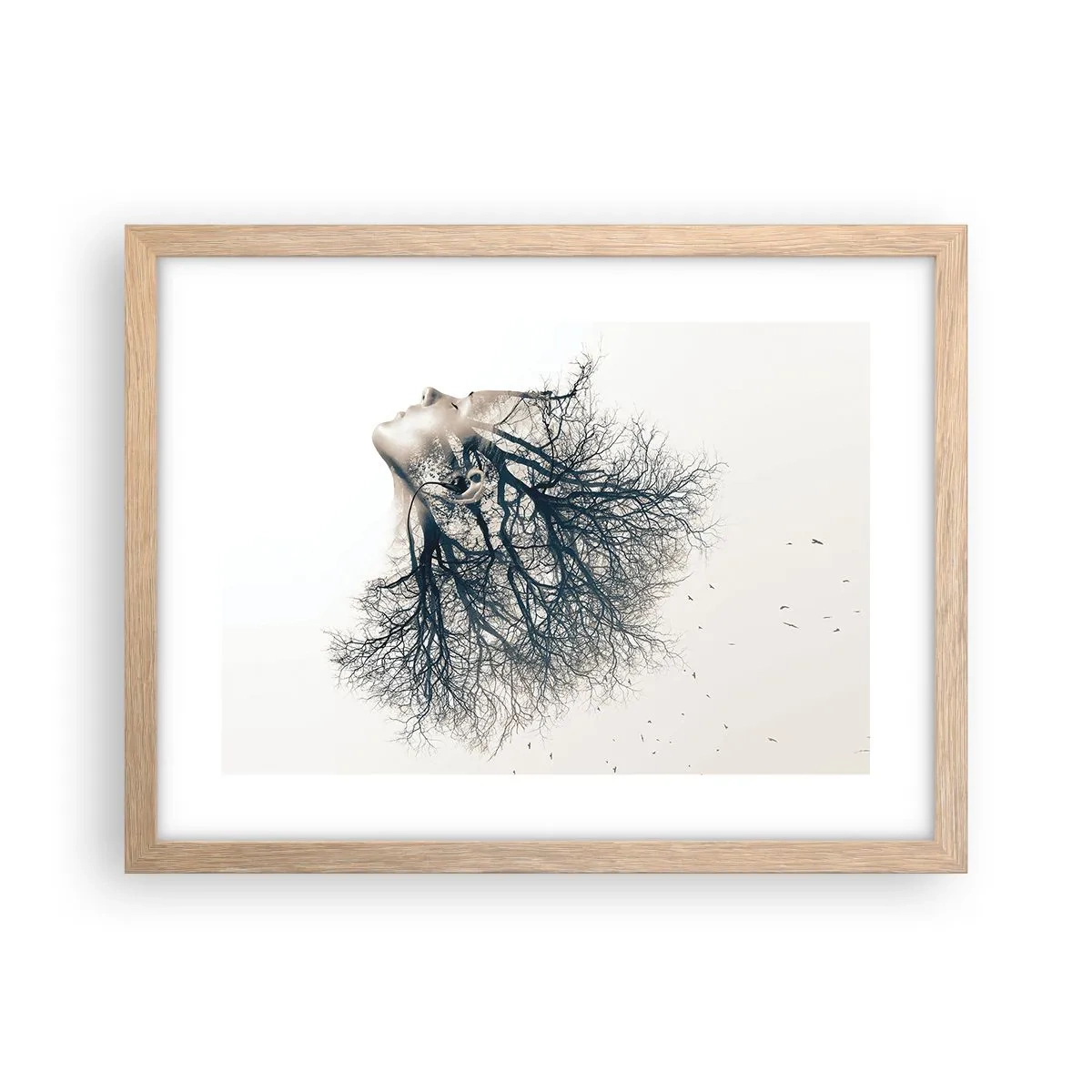 Poster in cornice rovere chiaro - In ascolto del sussurro dell'albero - 40x30 cm