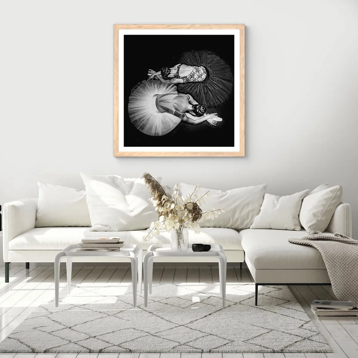 Poster in cornice rovere chiaro - Yin e yang -  equilibrio ideale - 40x40 cm