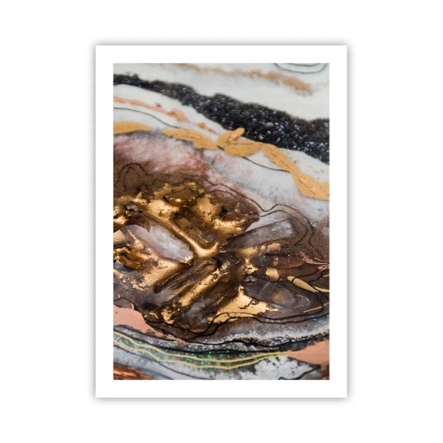 Poster - Un motivo astratto nei toni dell'oro, del nero e del bianco, ispirato alla natura. - 50x70cm - L'elemento della terra - Decorazione murale moderna per soggiorno e camera da letto ARTTOR