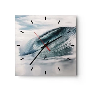 Orologio da parete - Orologio in Vetro - Un'onda del mare catturata in un momento dinamico contro il cielo - 30x30cm - Cima d'acqua - Decorazione murale moderna per soggiorno e camera da letto ARTTOR