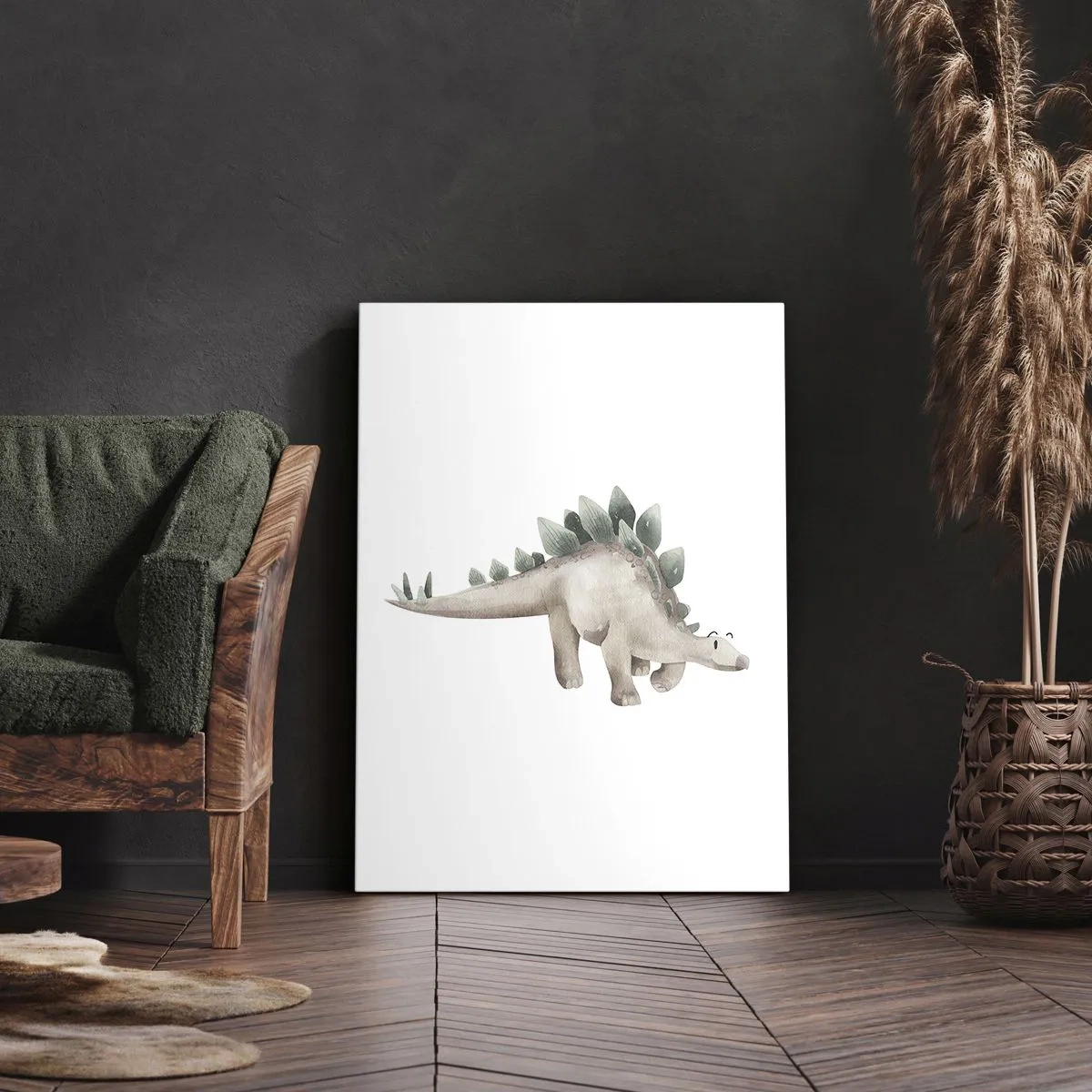 Quadro su tela - Stampe su Tela - Un simpatico dinosauro dai colori pastello - 50x70cm - Sono vostro amico - Decorazione murale moderna per soggiorno e camera da letto ARTTOR