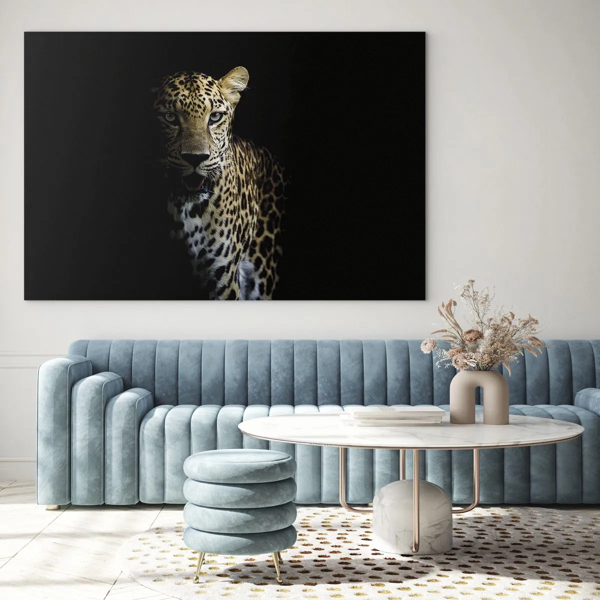 Quadro su vetro - Leone nell'ombra - 70x50cm - Bellezza tenebrosa - Decorazione murale moderna per soggiorno e camera da letto ARTTOR