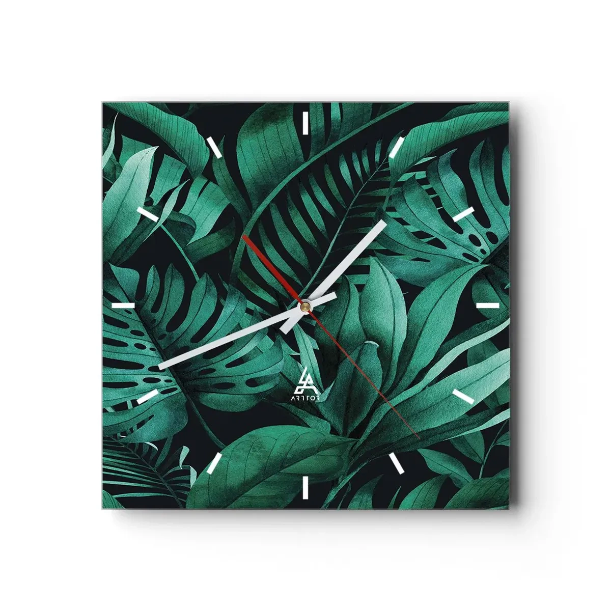 Orologio da parete - Orologio in Vetro - Dal profondo del verde tropicale - 40x40 cm