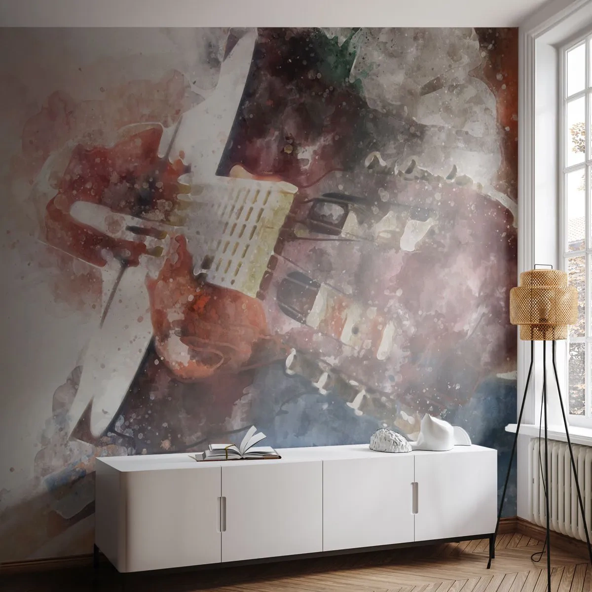 Fotomurali Premium Canvas - E tu che ne pensi? - Astrazione, Musica, Chitarra - 350x256 cm