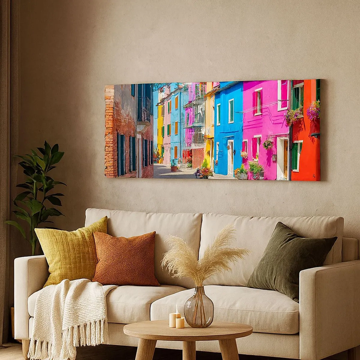 Quadro su tela - Stampe su Tela - La cittadina dei pappagalli - 100x40 cm