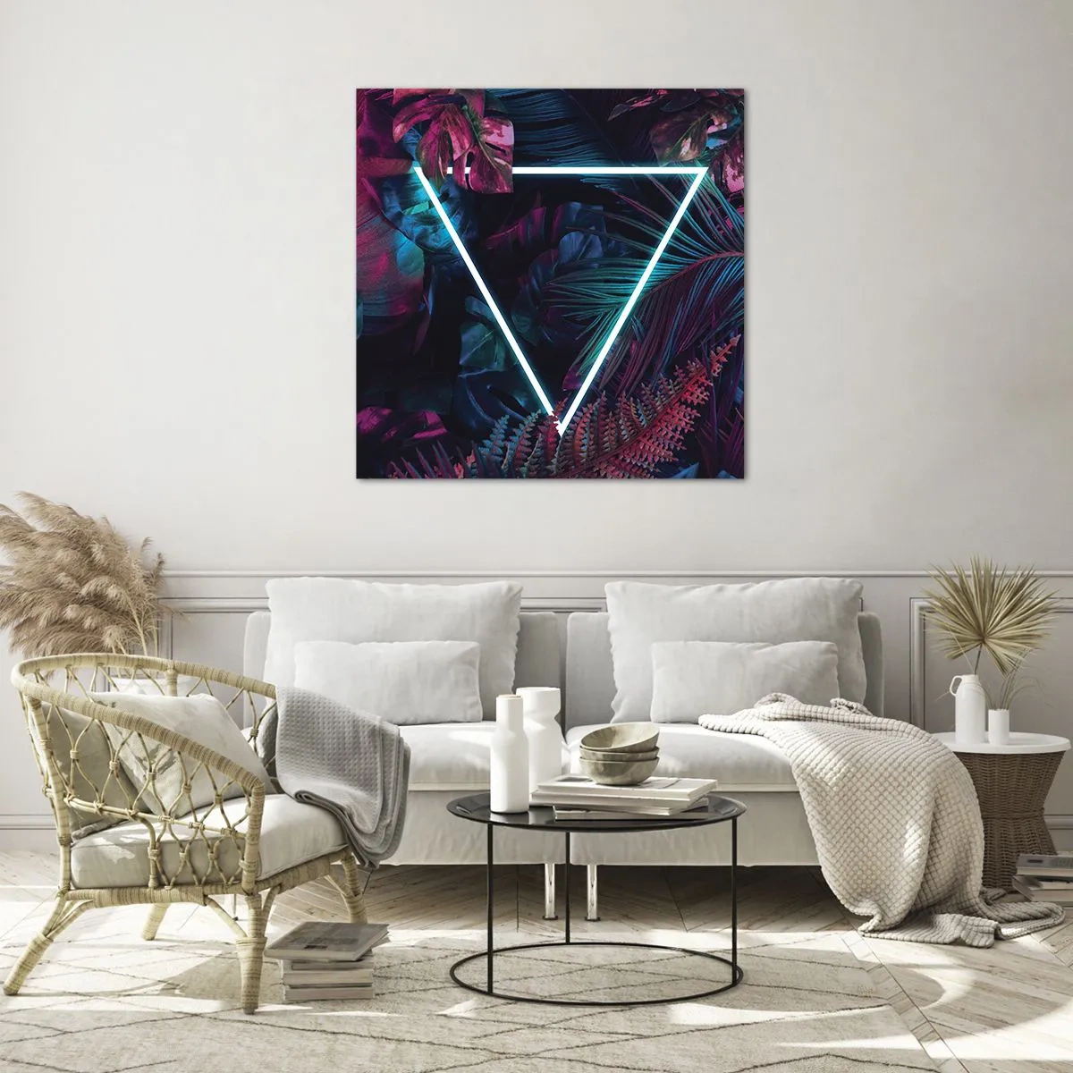Quadro su vetro - Giardino in stile discoteca - 40x40 cm
