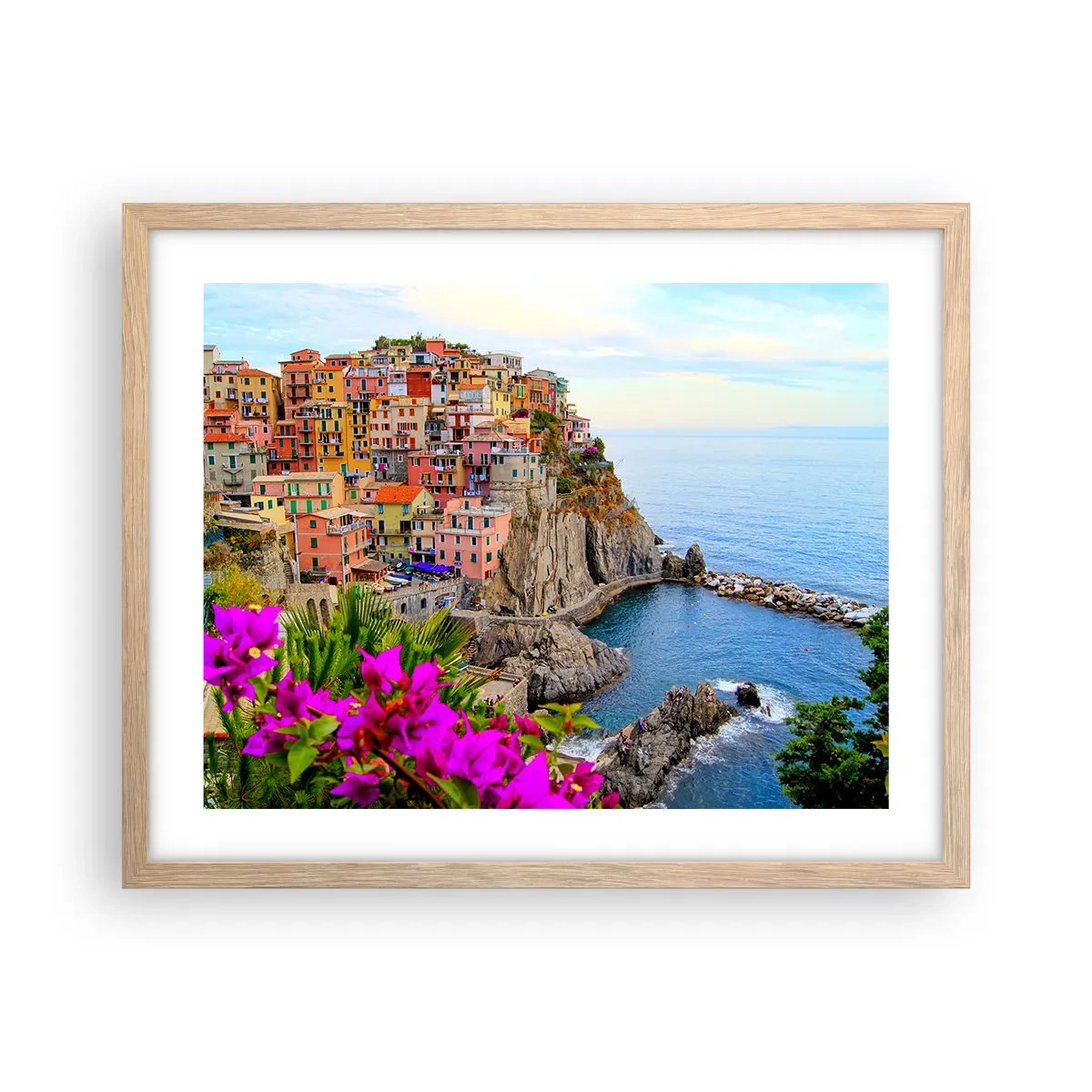 Poster in cornice rovere chiaro - La città che ride - 50x40 cm