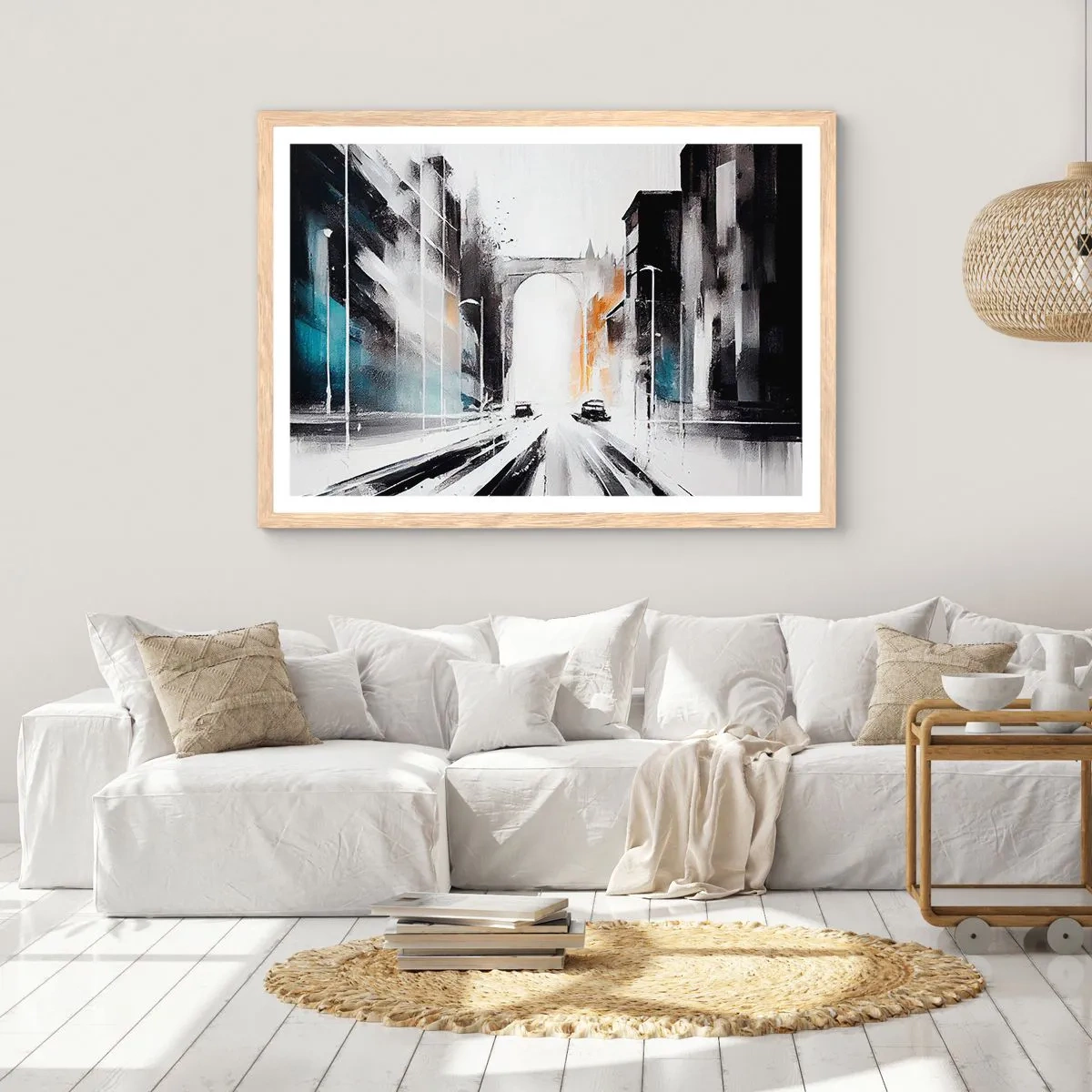 Poster in cornice rovere chiaro - Studio di città: architettura e movimento - 50x40 cm