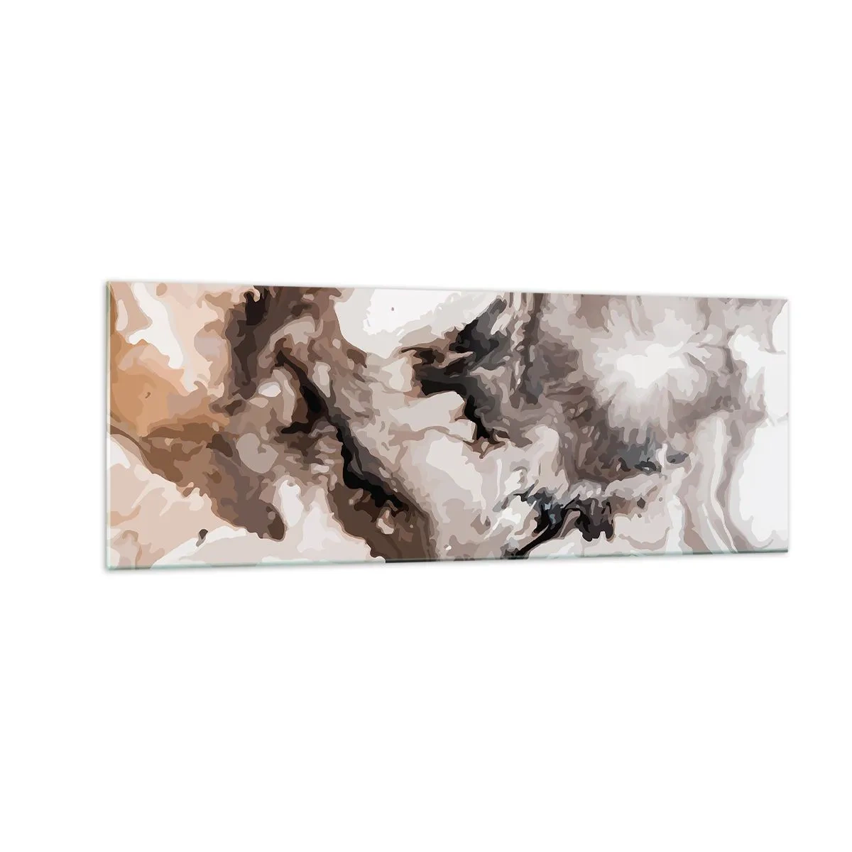 Quadro su vetro - Motivo astratto nei toni del marrone e del bianco - 140x50cm - La nascita della galassia - Decorazione murale moderna per soggiorno e camera da letto ARTTOR