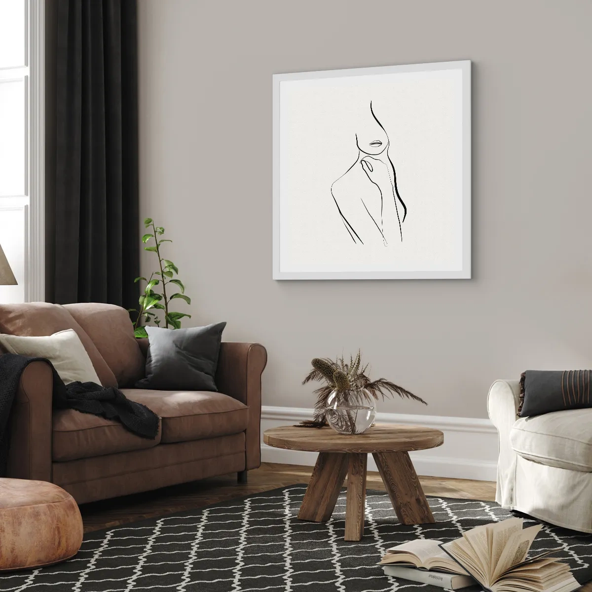 Poster in cornice bianca - Onda di malinconia - 30x30 cm