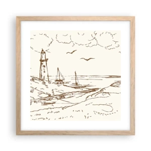 Poster in cornice rovere chiaro - Schizzo dei ricordi d'estate - 40x40 cm