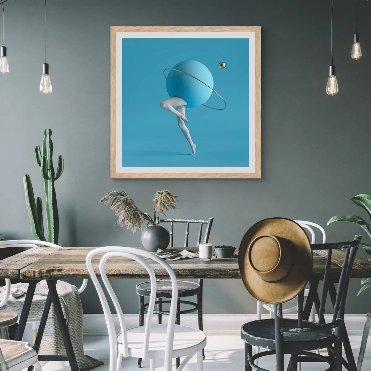 Poster in cornice rovere chiaro - E i pianeti folleggiano - 40x40 cm