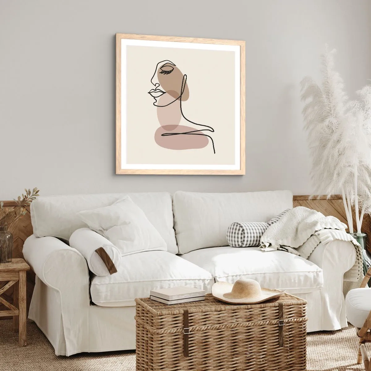 Poster in cornice rovere chiaro - La linea sicura della bellezza - 50x50 cm