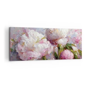 Quadro su tela - Stampe su Tela - Romantici fiori di peonia in colori pastello - 120x50cm - Un bouquet pieno di vita - Decorazione murale moderna per soggiorno e camera da letto ARTTOR