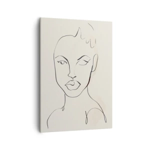 Quadro su tela - Stampe su Tela - Schizzo minimalista del volto di una donna - 50x70cm - Profilo di sensualità - Decorazione murale moderna per soggiorno e camera da letto ARTTOR