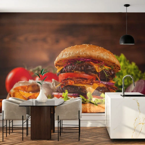 Fotomurali Autoadesivo Deluxe Sticker - Frutto proibito - Gastronomia, Hamburger, hamburger - 350x256 cm