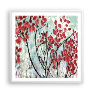 Poster in cornice bianca - Albero in scarlatto - 60x60 cm
