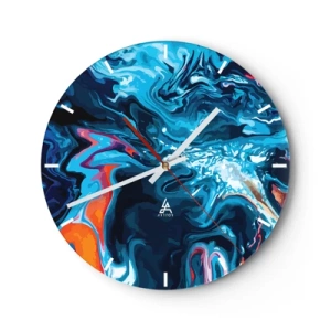 Orologio da parete - Orologio in Vetro - Un motivo astratto dinamico nelle tonalità del blu - 30x30cm - Viaggio al centro del cielo - Decorazione murale moderna per soggiorno, cucina e camera da letto ARTTOR