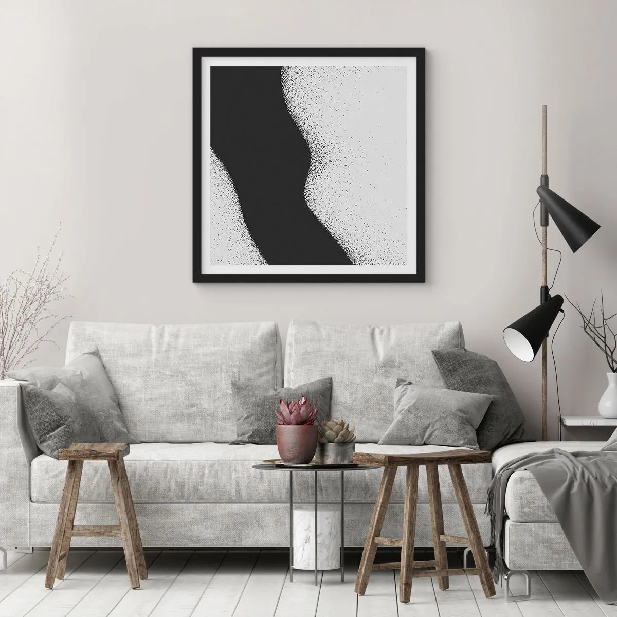 Poster in cornice nera - Equilibrio fluido - 60x60 cm