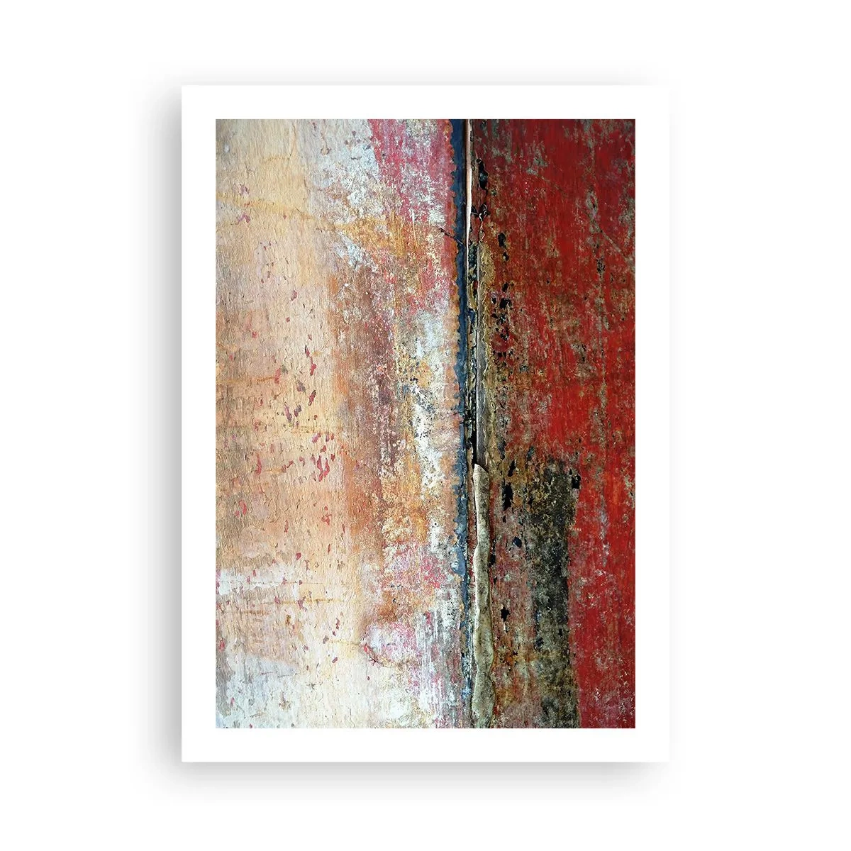 Poster - Texture astratta con abrasioni in rosso e beige - 50x70cm - Forse è il mare - Decorazione murale moderna per soggiorno e camera da letto ARTTOR