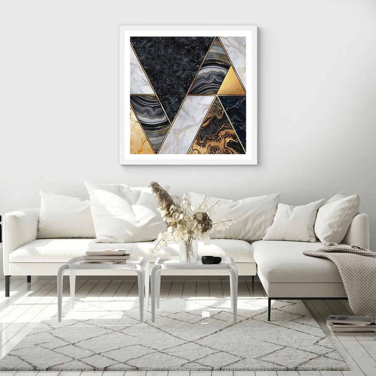 Poster in cornice bianca - Pietra su pietra - 50x50 cm