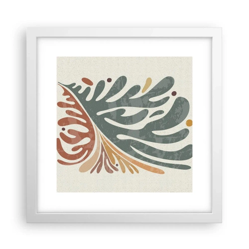 Poster in cornice bianca - Foglia multicolore - 30x30 cm