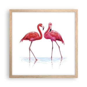 Poster in cornice rovere chiaro - Appuntamento in rosa - 40x40 cm