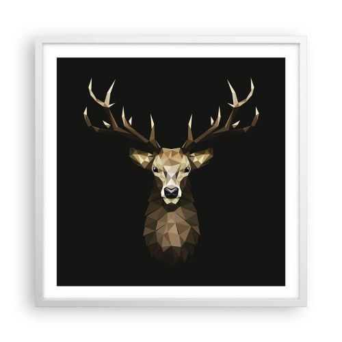 Poster in cornice bianca - Cervo cubista - 60x60 cm