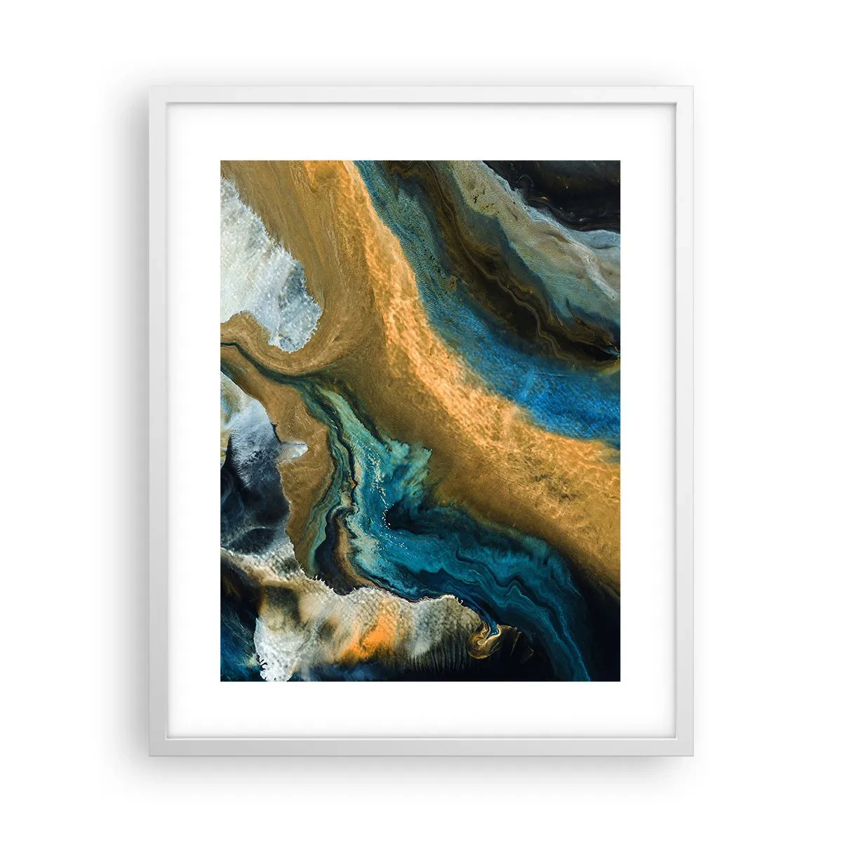 Poster in cornice bianca - Blu-oro: influenza reciproca - 40x50 cm