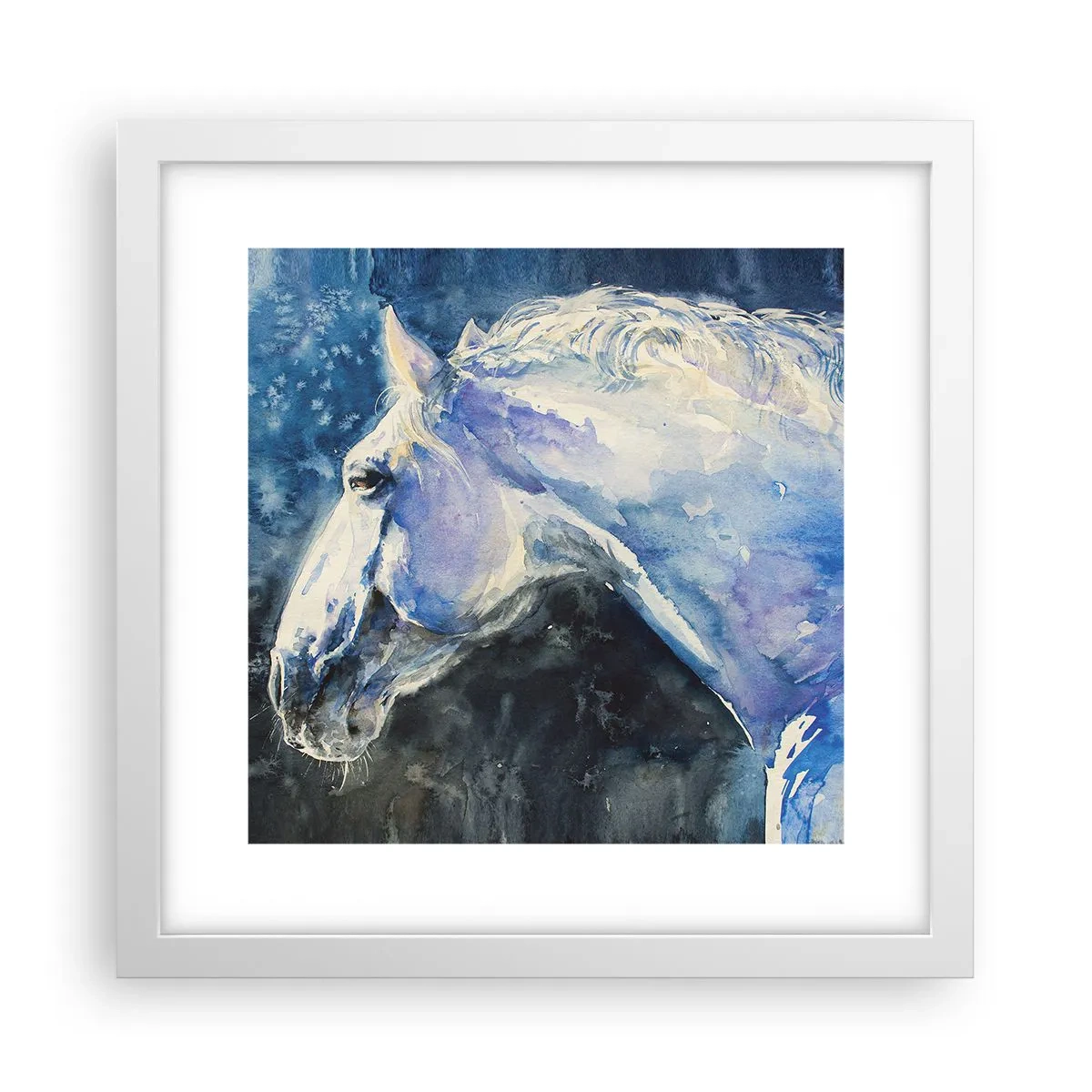 Poster in cornice bianca - Ritratto in luce blu - 30x30 cm