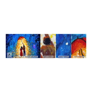 Campione di Fotomurale Premium Canvas - La magia di una sera piovosa? - Romantico, Coppia, Amore - 100x30 cm
