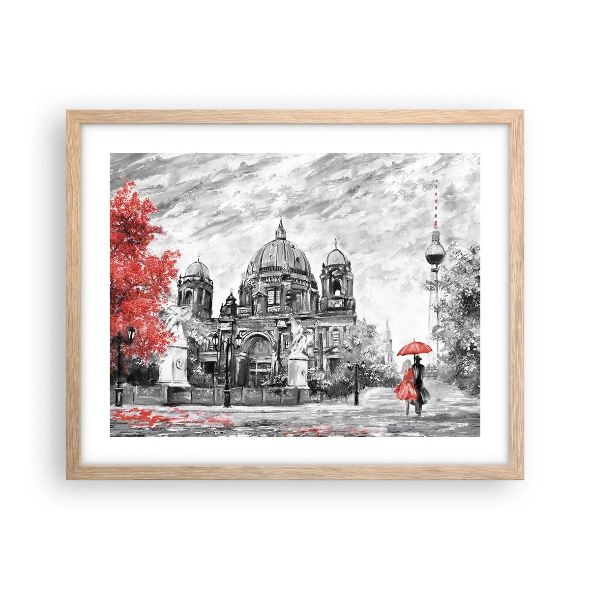 Poster in cornice rovere chiaro - Incontro a Berlino - 50x40 cm