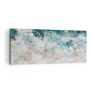 Quadro su tela - Stampe su Tela - Onda marina astratta nelle tonalità turchese e beige - 120x50cm - Storie di mare - Decorazione murale moderna per soggiorno e camera da letto ARTTOR