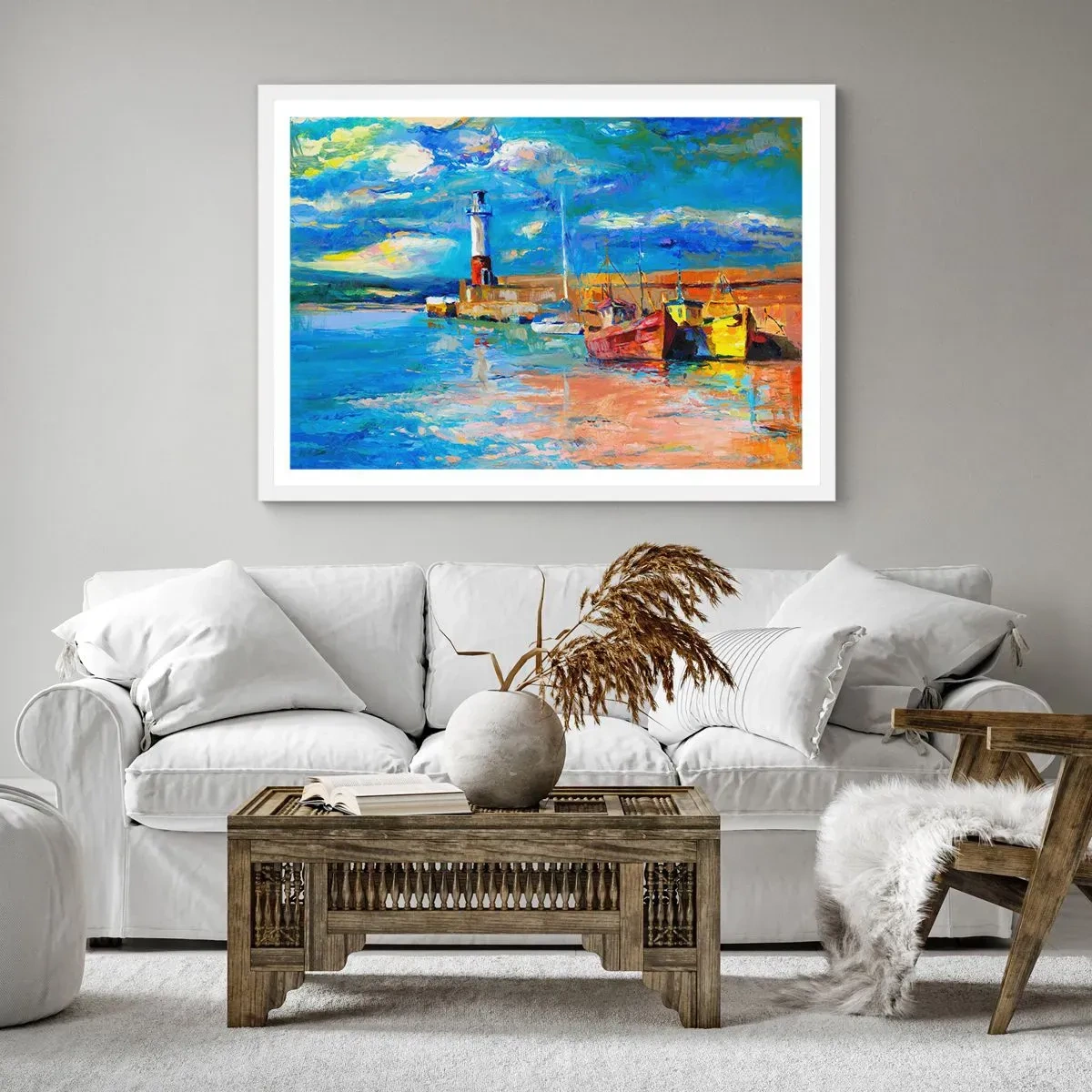Poster in cornice bianca - Pomeriggio nell'insenatura multicolore - 91x61 cm