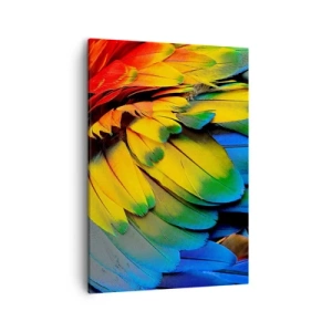 Quadro su tela - Stampe su Tela - Un primo piano delle piume colorate di un pappagallo - 50x70cm - L'uccello del paradiso - Decorazione murale moderna per soggiorno e camera da letto ARTTOR
