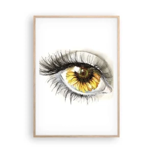 Poster in cornice rovere chiaro - Uno sguardo caldo come l'estate - 70x100 cm