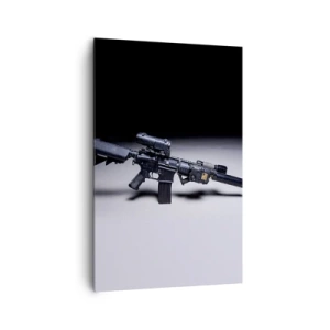 Quadro su tela - Stampe su Tela - Un fucile moderno in nero su sfondo scuro - 80x120cm - l cavaliere oscuro - Decorazione murale moderna per soggiorno e camera da letto ARTTOR