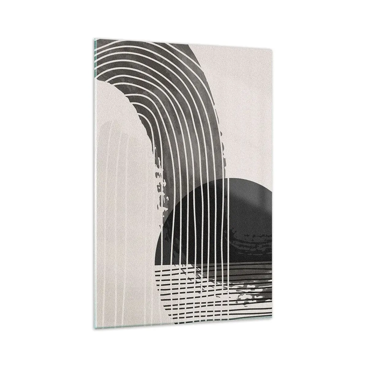 Quadro su vetro - Motivo astratto con linee e forme geometriche - 80x120cm - Andata e ritorno - Decorazione murale moderna per soggiorno e camera da letto ARTTOR