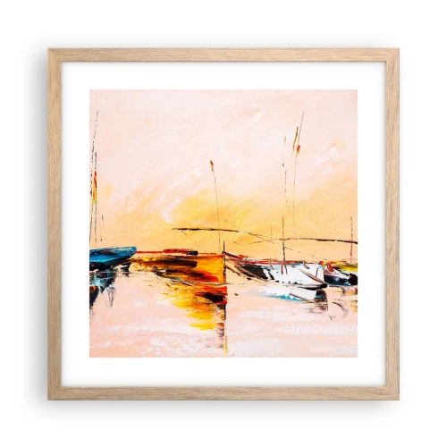 Poster in cornice rovere chiaro - La sera sul molo - 40x40 cm