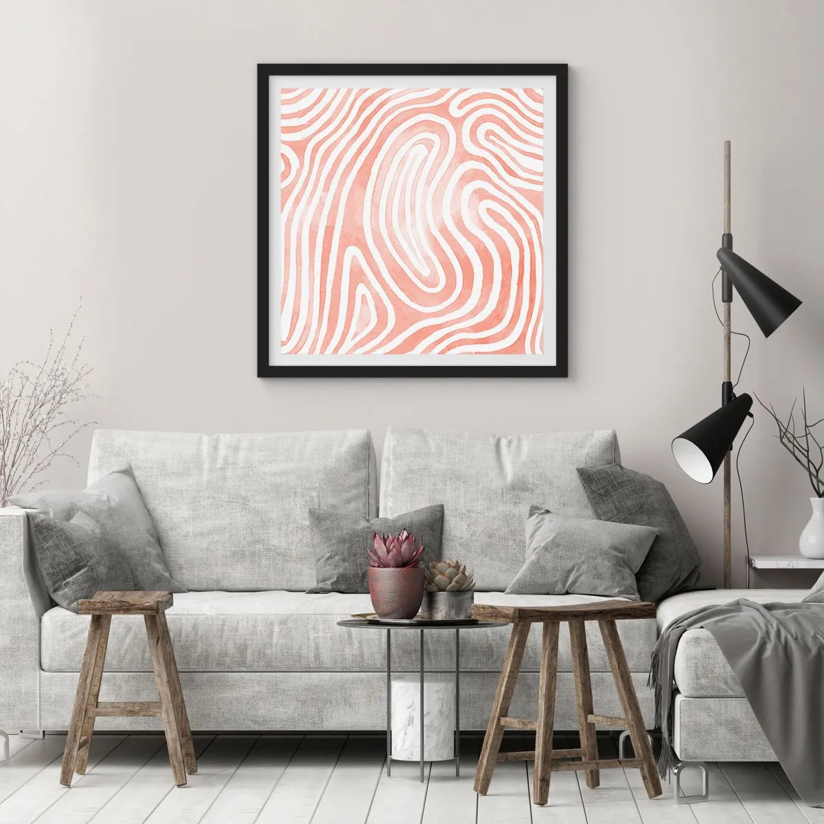 Poster in cornice nera - Nel labirinto di corallo - 30x30 cm