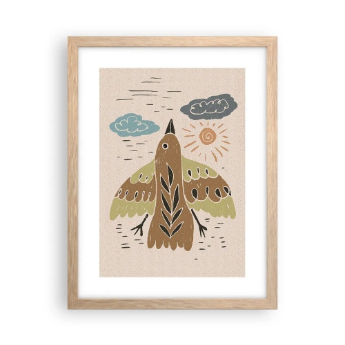 Poster in cornice rovere chiaro - Volo gioioso - 30x40 cm