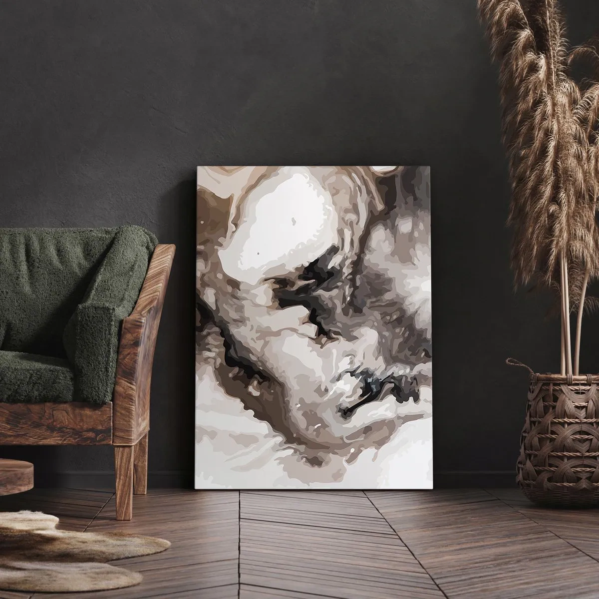 Quadro su tela - Stampe su Tela - Motivo astratto nei toni del marrone e del bianco - 80x120cm - La nascita della galassia - Decorazione murale moderna per soggiorno e camera da letto ARTTOR