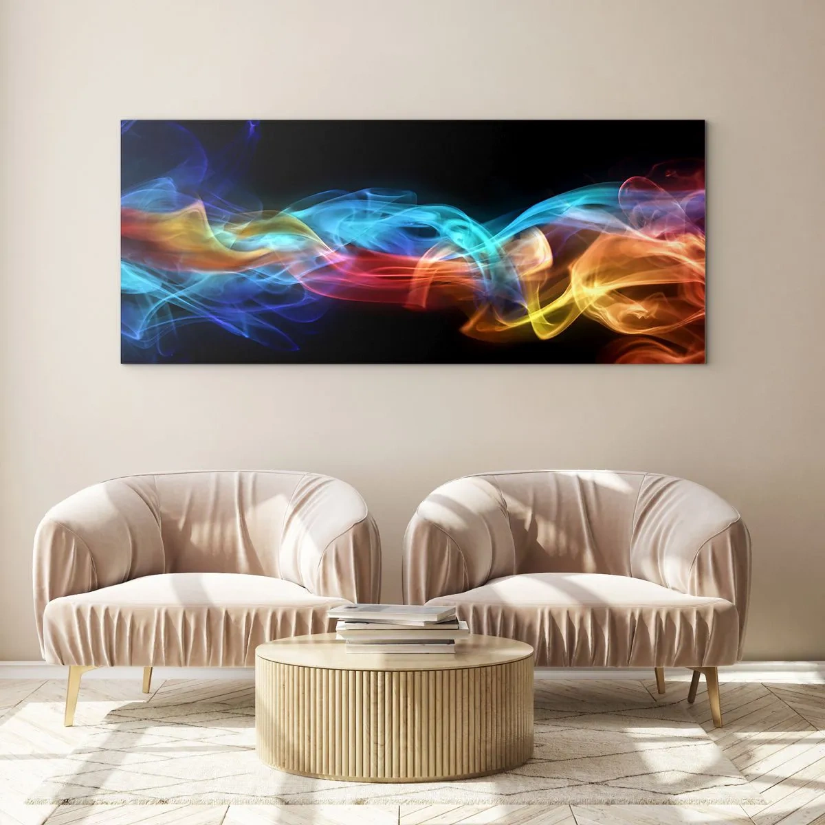 Quadro su vetro - La danza arcobaleno delle nebbie - 100x40 cm