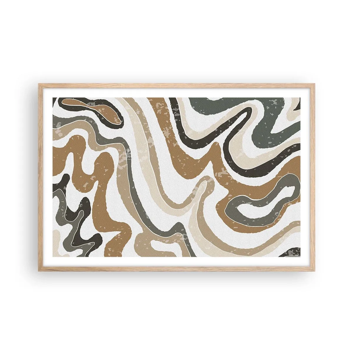 Poster in cornice rovere chiaro - I meandri dei colori della terra - 91x61 cm
