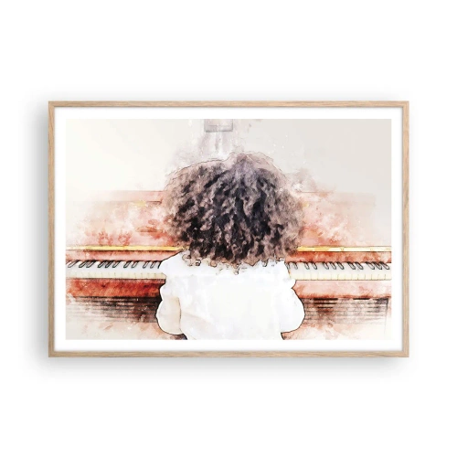 Poster in cornice rovere chiaro - Nel nuovo mondo - 100x70 cm