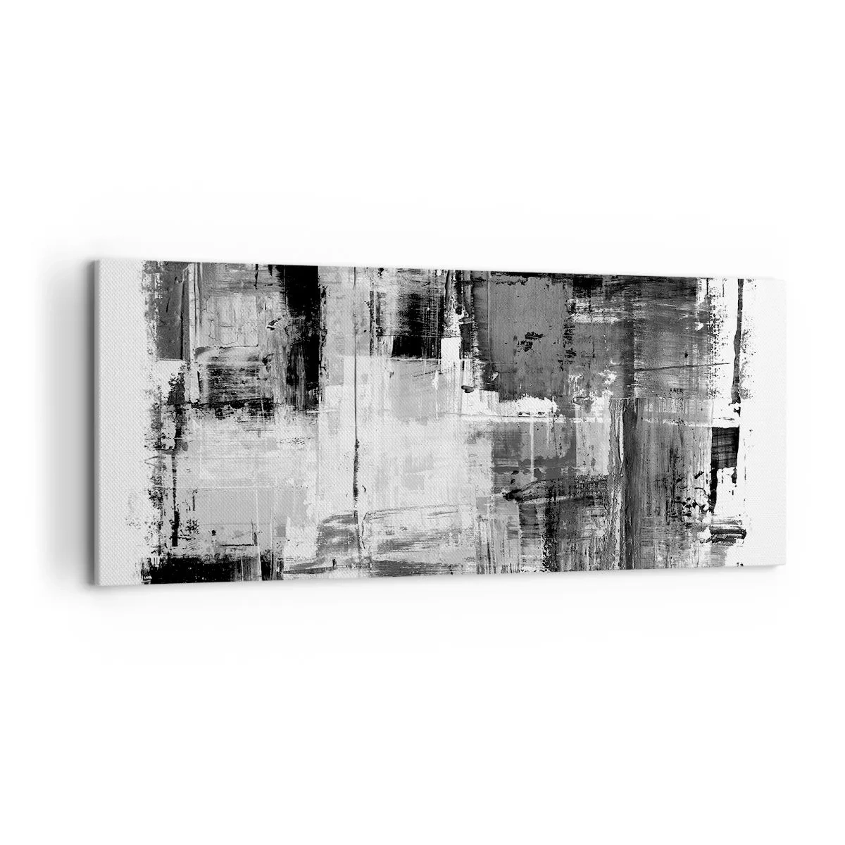 Quadro su tela - Stampe su Tela - Composizione astratta in nero, bianco e grigio - 120x50cm - Il grigio è bello - Decorazione murale moderna per soggiorno e camera da letto ARTTOR