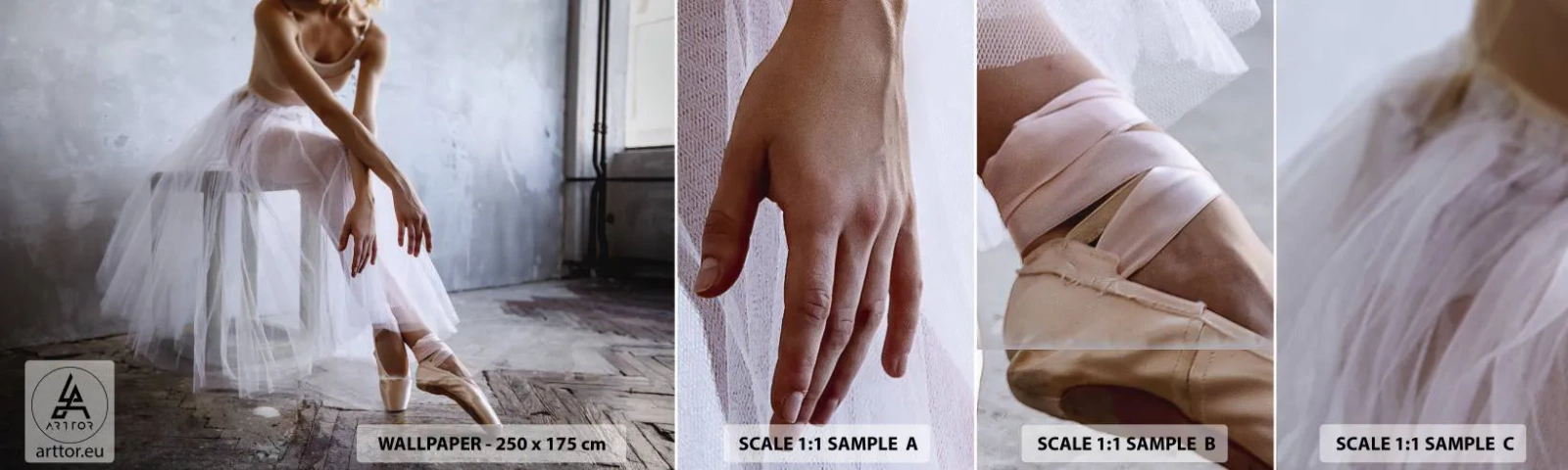 Campione di Fotomurale Adesivo Deluxe Sticker - Prima che si accendano le luci del palco - Ballerina, Balletto, Danza - 100x30 cm