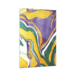 Quadro su vetro - Motivo astratto in marmo dai colori vivaci - 80x120cm - Onde di colore - Decorazione murale moderna per soggiorno e camera da letto ARTTOR