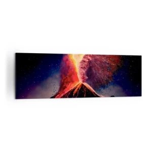 Quadro su tela - Stampe su Tela - Un'eruzione vulcanica unica di notte con colori dinamici. - 160x50cm - Bellezza e minaccia - Decorazione murale moderna per soggiorno e camera da letto ARTTOR