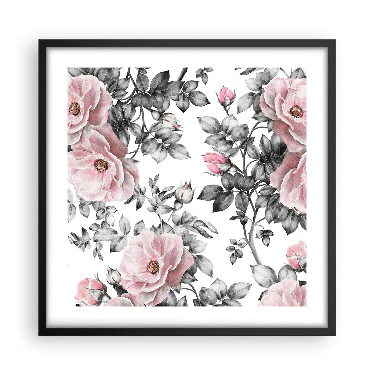 Poster in cornice nera - Perdersi tra le rose - 50x50 cm